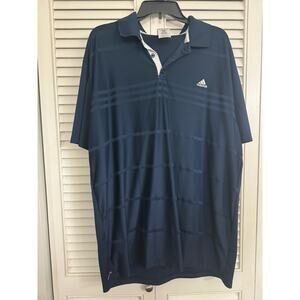 Adidas Clima Lite Navy Blue Stripe Polo Shirt Sz: 2XL